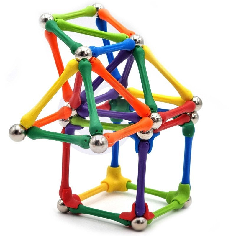 Set de Constructie Magnetic Modular 90 piese, educativ si creativ, numeroase posibilitati de construit