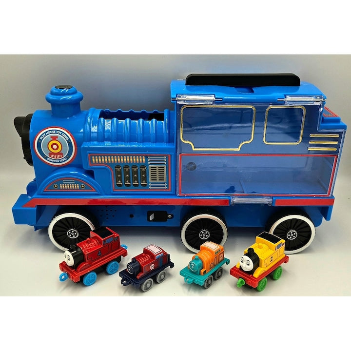 Set Locomotiva mare, tip Thomas & Friends si 4 locomotive mici 8 cm, Multicolor, 36 cm -xStoc