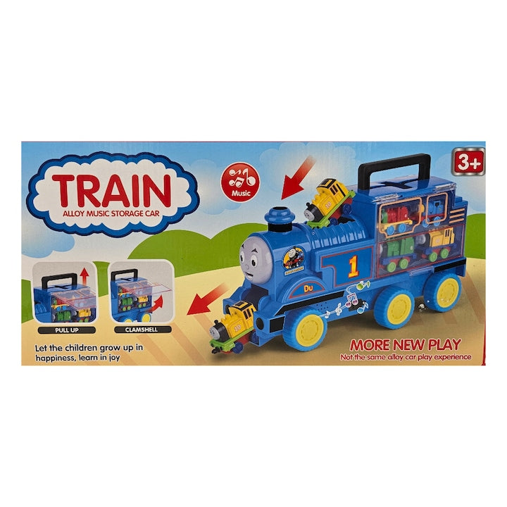 Set Locomotiva mare, tip Thomas & Friends si 4 locomotive mici 8 cm, Multicolor, 36 cm -xStoc