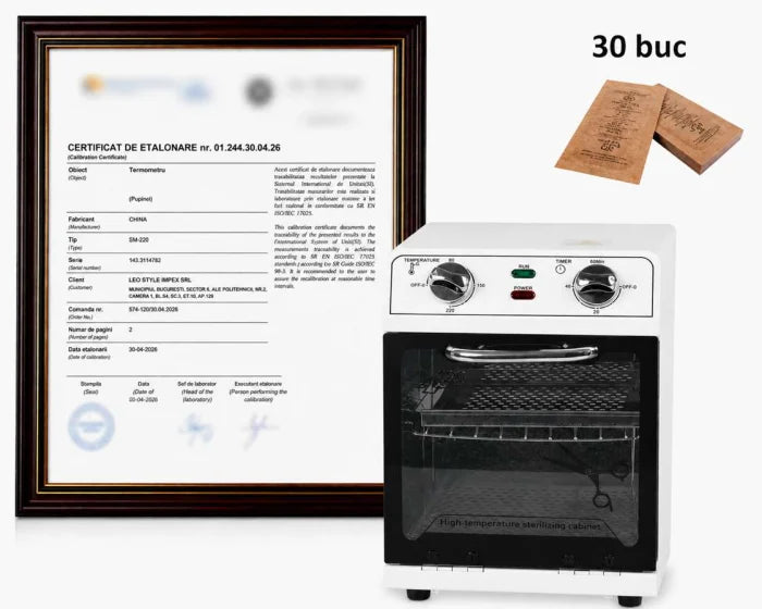 Sterilizator cu aer cald 220 grade SM-220+30buc pungi Calibrat