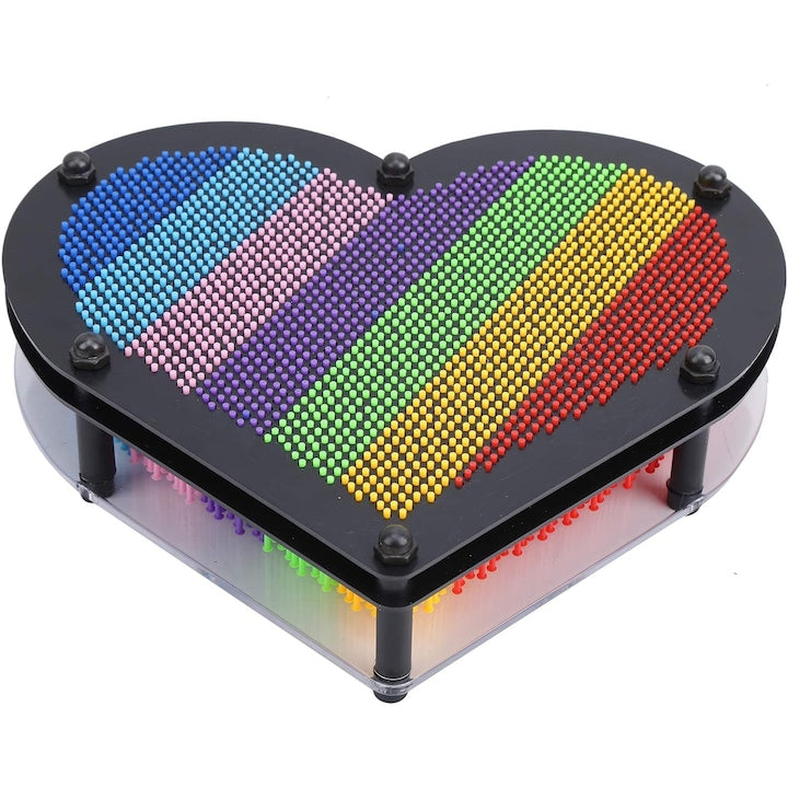 Tablou interactiv 3D, forma de inima, Multicolor, 14 cm