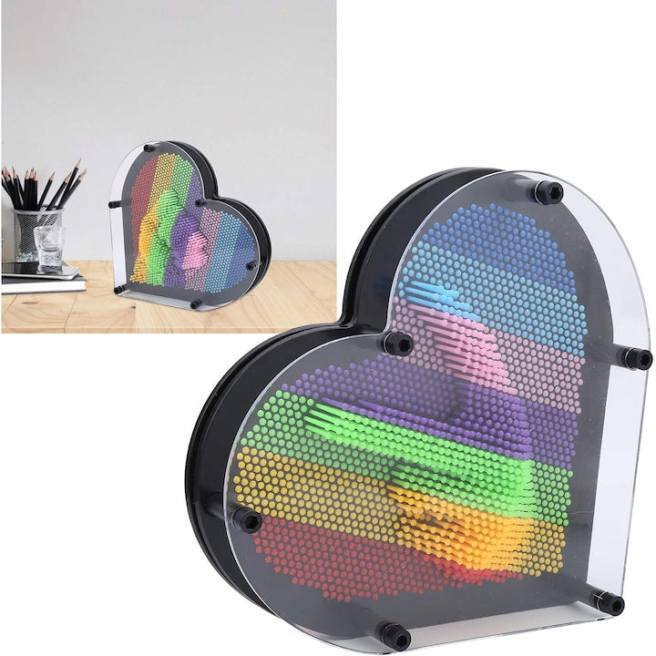 Tablou interactiv 3D, forma de inima, Multicolor, 14 cm