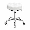 Taburet alb pentru cosmetician – scaun rotund hidraulic