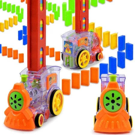 Tren Domino, electric, 50 de piese, cu efecte sonore, Multicolor