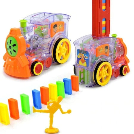 Tren Domino, electric, 50 de piese, cu efecte sonore, Multicolor